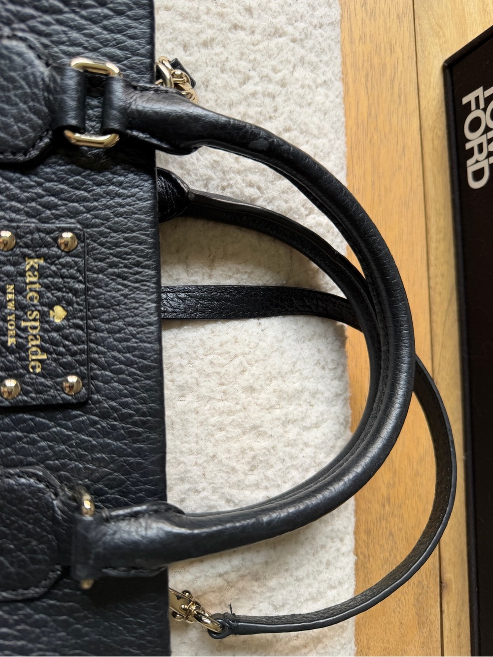 kate spade Black Pebbled Leather Satchel with Gold Hardware - Picture 13 of 14